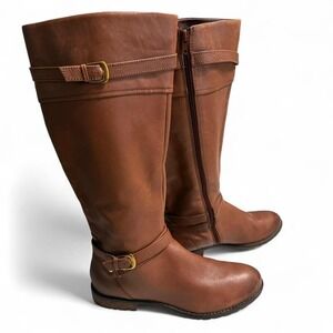 Montana Brown Leather Knee High Riding Boots Size 9